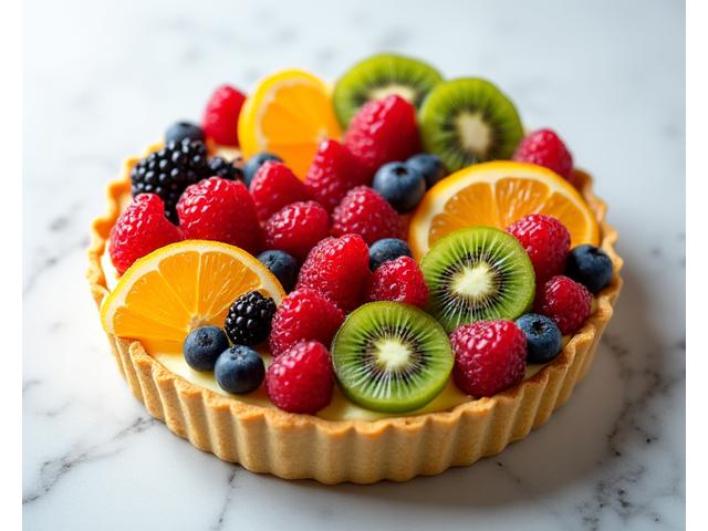 Vibrant mixed berry fruit tart