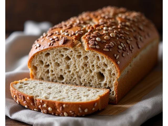 Rustic multigrain bread loaf with visible seeds