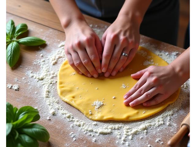 Hands-on cooking class preparing fresh pasta