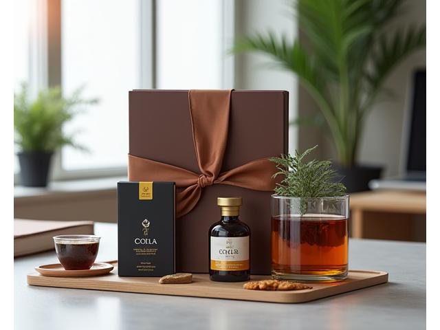 Elegant Corporate Thank-You Hamper with single malt whisky, premium coffee, and executive desk accessories