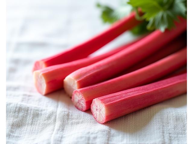 Bright red rhubarb stalks