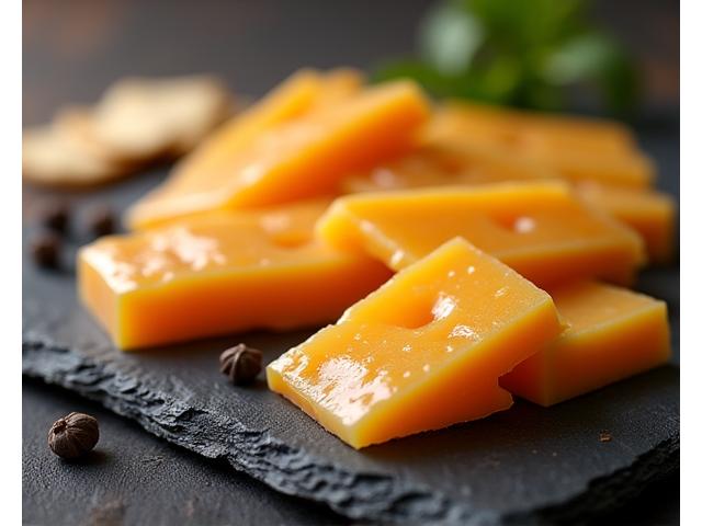 Smoked plant-based gouda slices with crackers