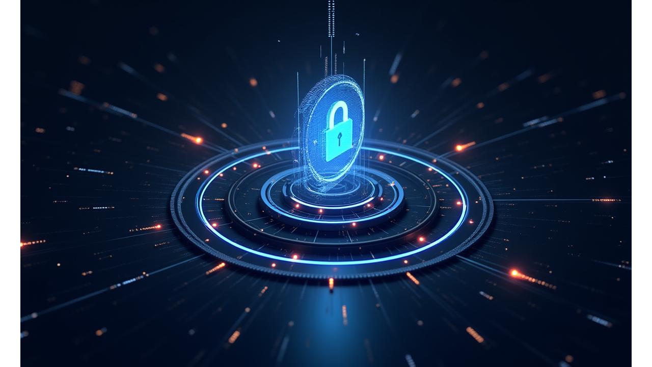 Digital illustration of layered interconnected security protocols, depicting firewalls, encryption symbols, and secure server icons, conveying robust data protection.